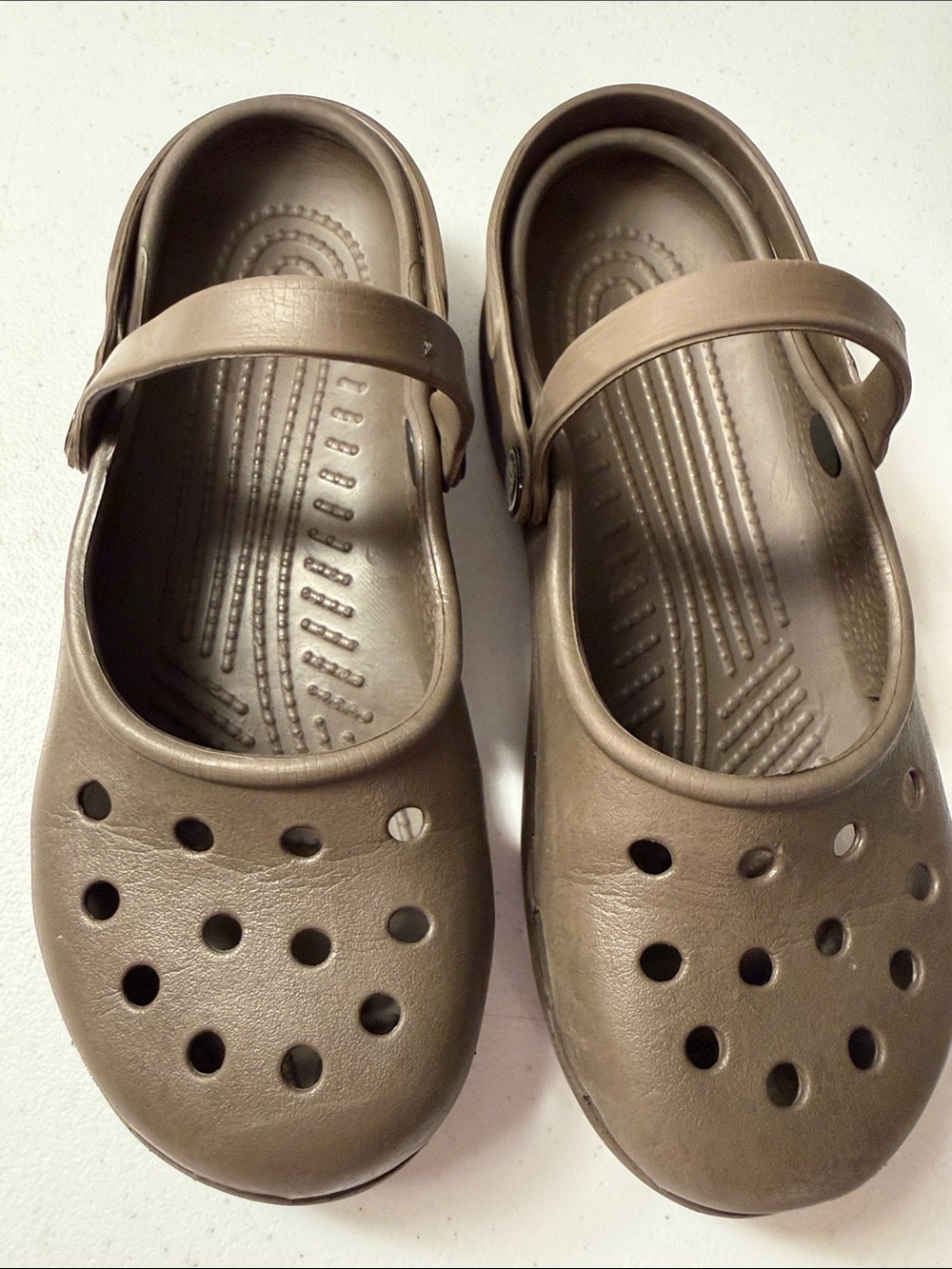 CROCS Brown Mary Jane-Style Clog Mules